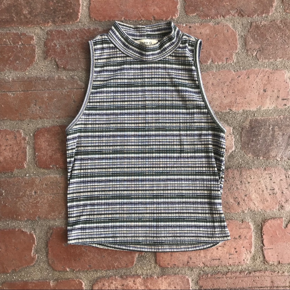 Trendy High Neck Stripe Tank